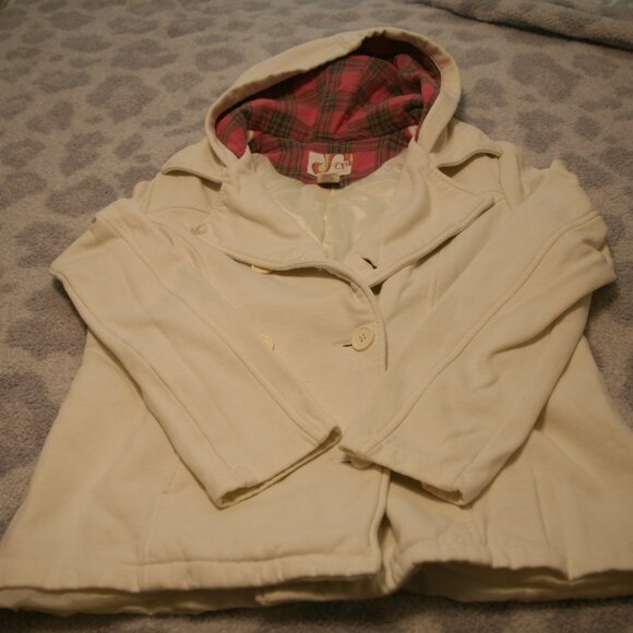 Ocean Pacific Juniors Hooded Sweatshirt Jacket, Size 11/13 Junior, Cream - Picture 3 of 3